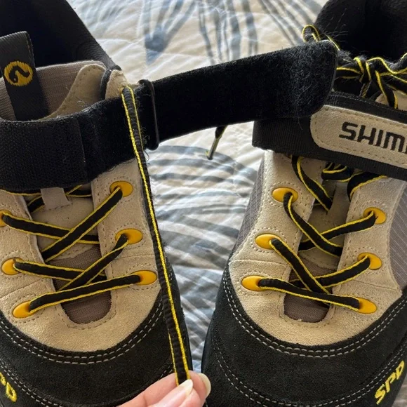 Shimano SPD Velcro Cycling Shoes Women Size 8/ unisex - Black & Yellow SH-MO37W - Picture 10 of 12